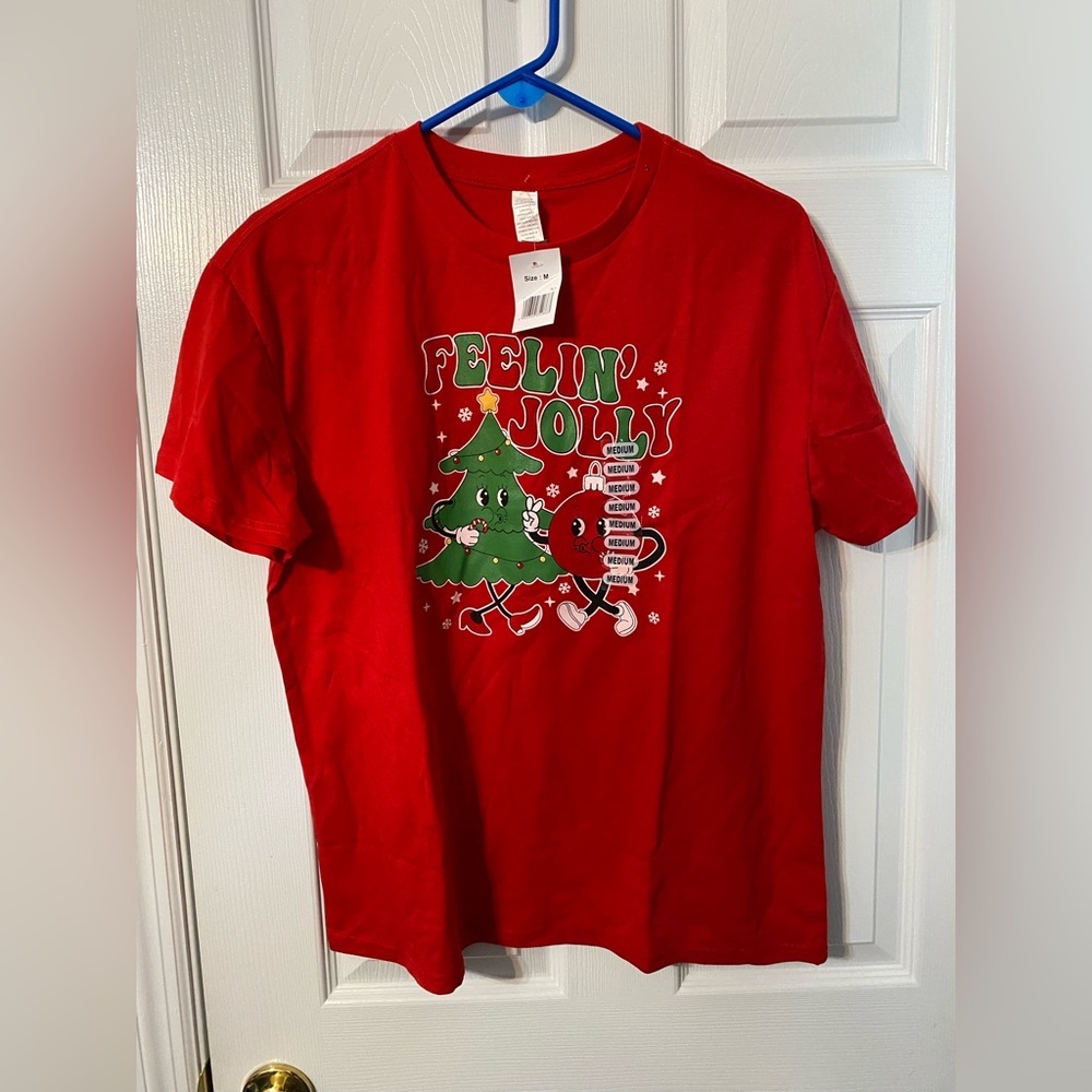 Christmas Red Feelin' Jolly T-Shirt Size Medium New